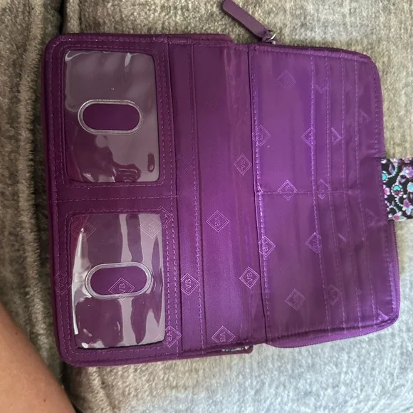 Vera Bradley Purple and Black Wallet with Intricate Design - Picture 2 of 2